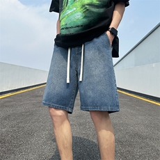 渐变牛仔短裤男夏季水洗宽松美式潮牌炸街设计感休闲裤子D2#-P35，男装牛仔裤，电商A178