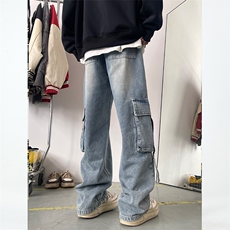 N102-P68新款重工设计牛仔裤男女同款休闲水洗牛仔裤，男装牛仔裤，电商B327