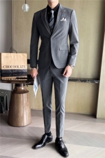 西服套装男条纹商务正装韩版潮流修身帅气新郎结婚礼服西装三件套，男装西服套装，星座505-2（原电商A260-1)