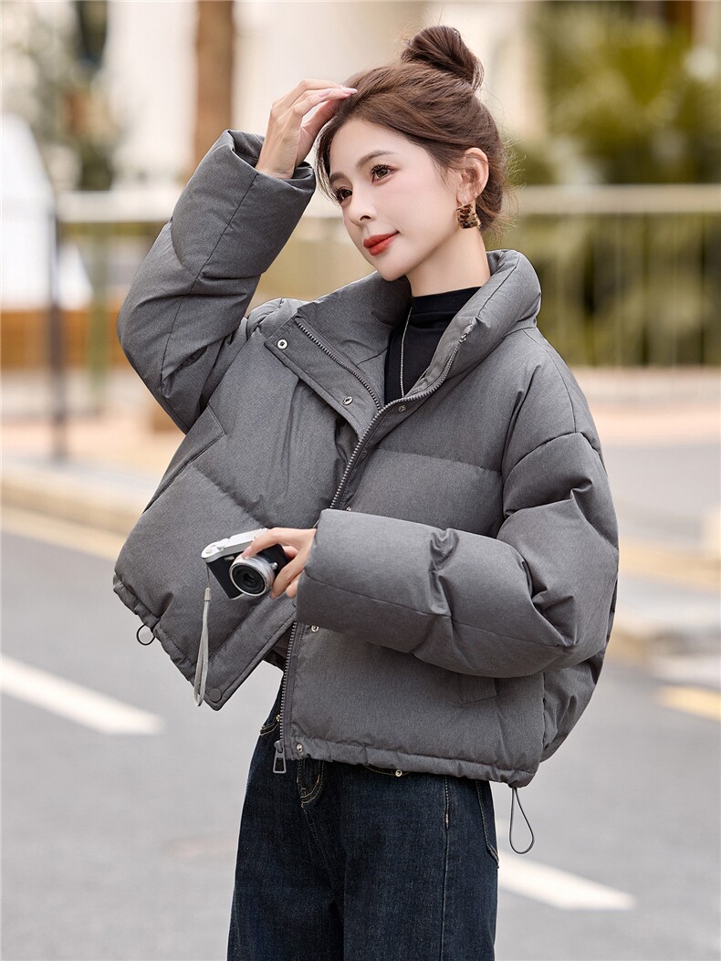短款羽绒服女2025冬季新款小个子宽松立领白鸭羽绒面包服外套,女装羽绒服,美沁