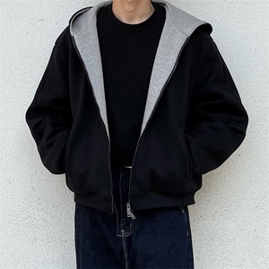 抖音得物高品质 秋冬美式高街重磅结构双层双面连帽卫衣外套XS107图片
