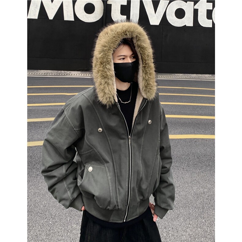 冬季座山雕美式棉服外套男女兔毛冬季cleanfit派克服短款棉衣p128,男装棉衣,电商C307