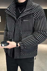 标50白鸭绒金丝软毛皮羽绒服条纹品质C317-Y830-P285控358图片
