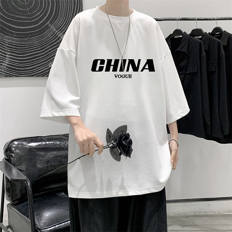 Q11001-P30春夏季七分袖t恤男大码五分袖男短袖中袖大皂风,男装T恤,电商A040