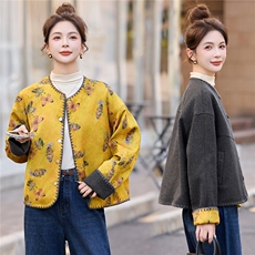 2025年冬季新款时尚大贝工艺撞色双面穿毛呢外套，女装毛呢外套，奕薇雅