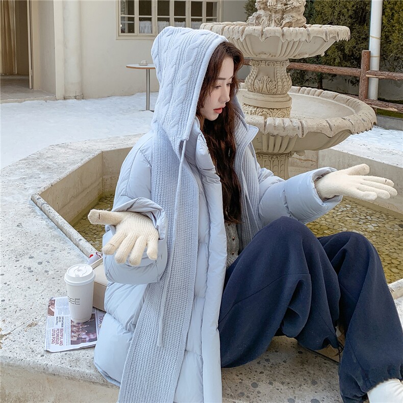 新款白鸭绒可拆卸针织帽羽绒服外套7331-P280K419,女装羽绒服,2C332