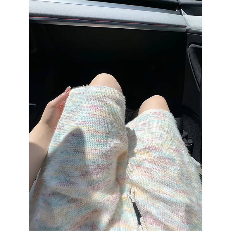 YK86067-P25 70%涤纶30%锦纶 马海毛扎染针织彩虹短裤男夏季图片