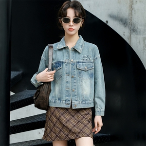 现跑量网红牛仔外套女炸街2024新款春秋季韩版宽松上衣短款长袖潮图片