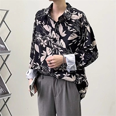 23港风秋季新款大码宽松时尚休闲花纹衬衫C166-P30，男装衬衫，星座1109-3