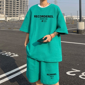 ！2025夏季新款男士华夫格短袖套装印花一套HTZ77P50图片