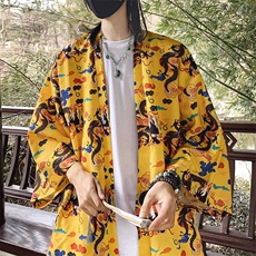 24夏季大码新中式防晒服薄外套男女开衫道袍披风汉服潮F20/P40，男装防晒衣，钱塘713