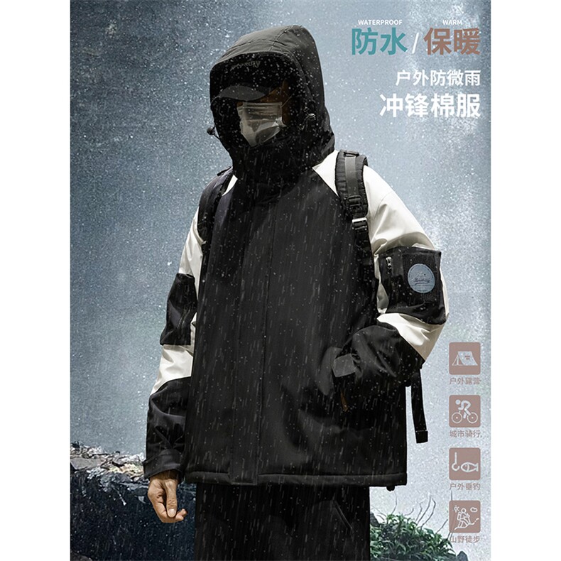 防水撞色棉服DD2249-TP125控价168冬季新日系魔术贴棉衣男外套,男装棉衣,电商A102-1