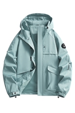 春秋户外冲锋衣男女同款防风防水连帽工装外套登山服夹克2481-P75，男装夹克，星座1403A