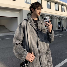 复古设计感水洗做旧牛仔夹克男秋季宽松百搭休闲西装外套J52，男装夹克，星座1116A-1（原606A）