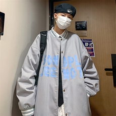 J906P30港风外景潮流青年字母新款棒球领港风印花宽松学生情侣，男装夹克，电商A026-1