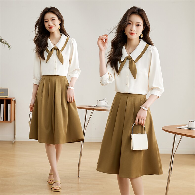 【Z】100棉高腰百褶垂感显瘦半身裙007品牌折扣店25春A字型裙子，女装套装/套裙，采品优优