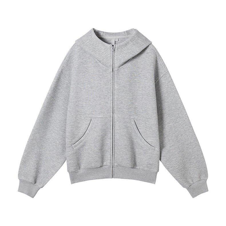 抖音得物二开秋冬美式高街重磅结构高领拉链连帽卫衣外套W93，男装卫衣，电商A486-1