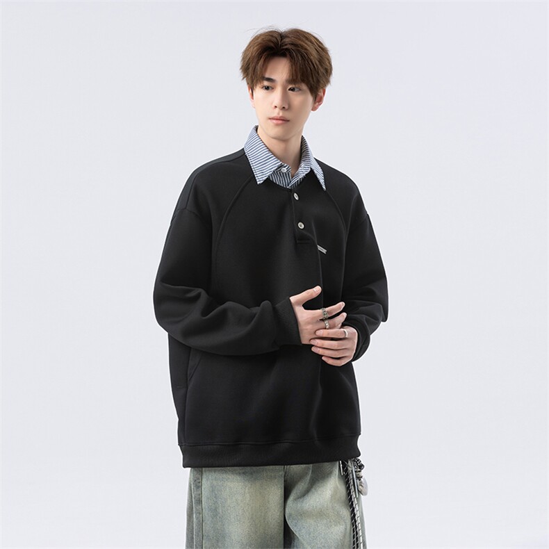 假两件条纹长袖卫衣男cp127-特p55,男装卫衣,电商B371