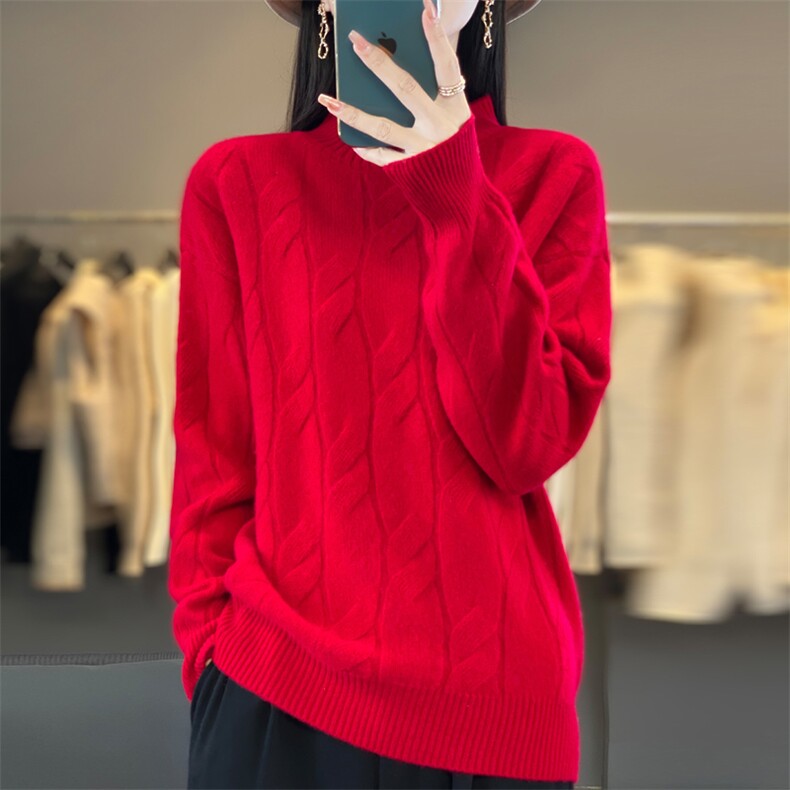 女士秋冬羊毛衫半高领羊毛简约保暖图片