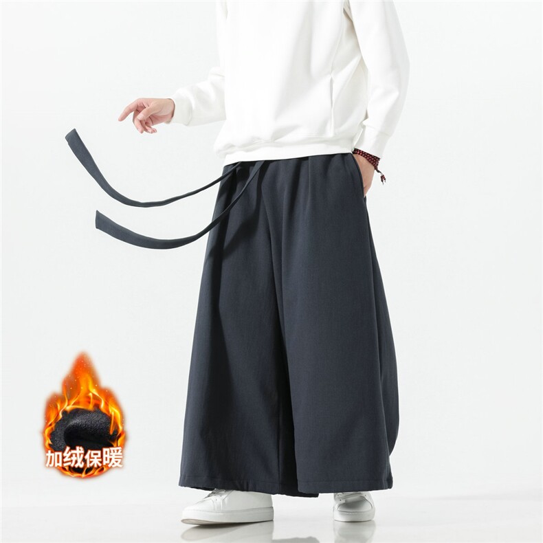 2025秋冬汉服唐装 风棉麻阔腿裤 马面裤 K371加绒P65-常规P55图片