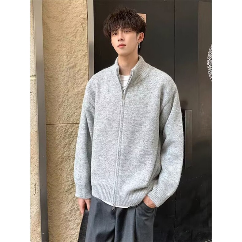 毛衣开衫男针织衫立领外套秋季男装潮流修身线衣外穿纯色休闲夹克,男装针织衫/毛衣,星座506A