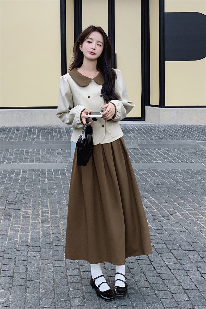 【新品首-发】韩系简约甜美娃娃领套装ZB212-2383-P165-K218,女装套装/套裙,浙宝285（原212）