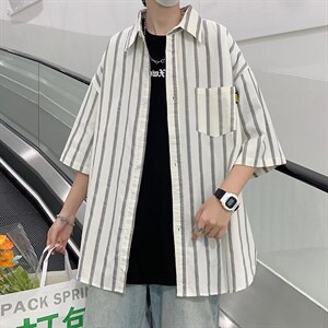 短袖衬衫春款男港风潮流弹力CS13P31图片