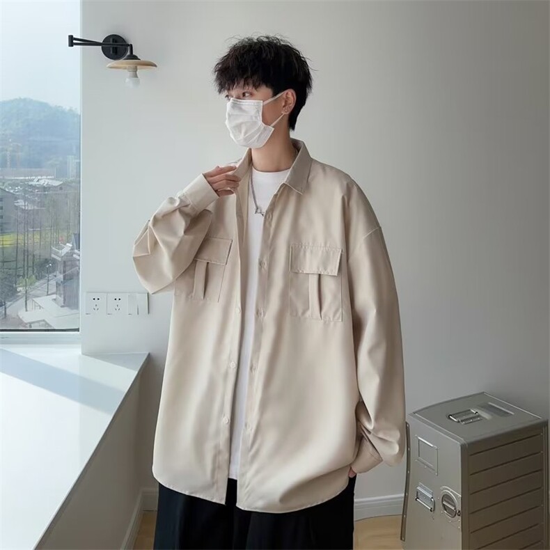 工装衬衫男长袖韩版宽松bf潮流外套日系秋夏季痞帅衬衣CY490-P34,男装衬衫,星座412-3