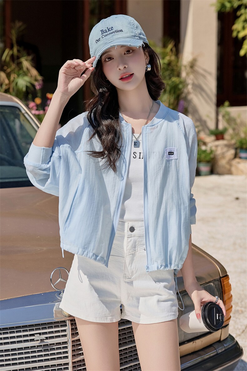 薄款棒球服防晒外套女春夏2025新款洋气妈妈小个子超火短款防晒衣,女装短外套,深水步
