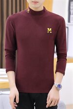 冬季半高领双面绒刺绣M卫衣男加绒加厚保暖打底衫长袖红337P28，男装卫衣，星座1207