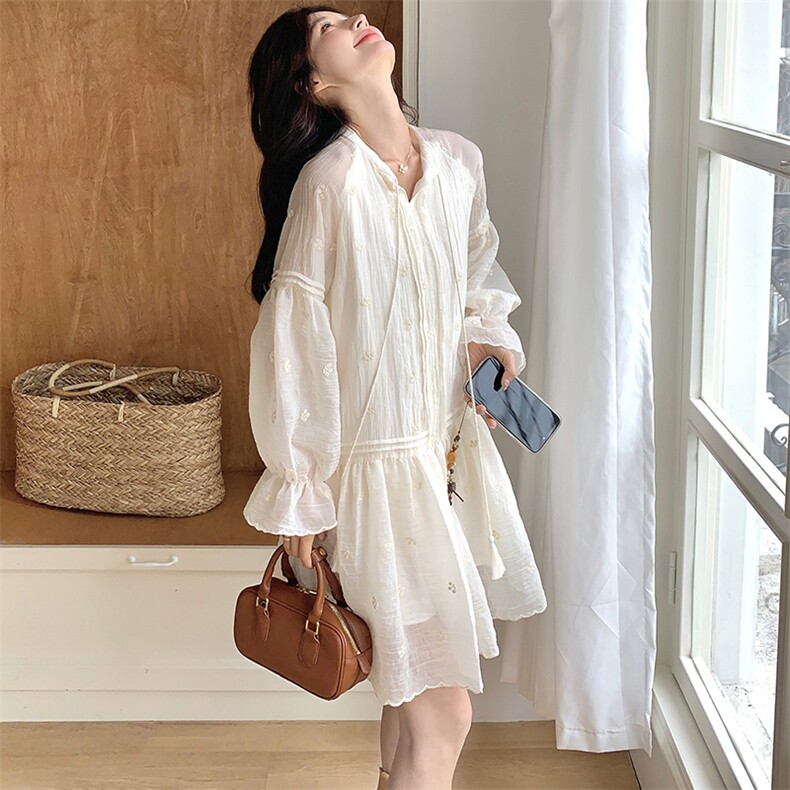 现货春夏刺绣法式连衣裙2001P135K208,女装连衣裙,2C176