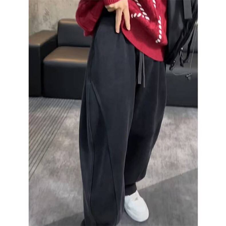 网图有货 春美式弯刀卫裤男女情侣宽松运动垂感阔腿裤 A1310-P50图片