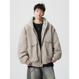 706-LK8244-P128  现货 冬季男士保暖连帽棉服男复古座山雕外套图片
