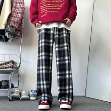 格子休闲裤男韩版潮高街裤子2024春季ins长裤K4914-常规43-加绒49，男装休闲裤，星座412-3