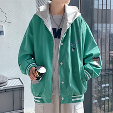 数据特p60控108连帽夹克宽松大码工装纯色情侣假两件外套男JKL01，男装夹克，电商B370