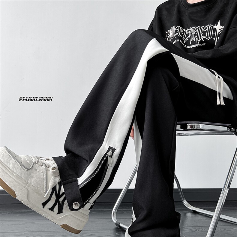 高品质垂感西裤高街小众美式西裤休闲裤男拉链拼色裤子K2306-P60，男装西裤，电商A062