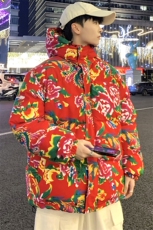 MY206东北大花连帽加厚保暖防寒棉衣外套风特色棉服情侣花衣，男装棉衣，星座115A(原星座507）
