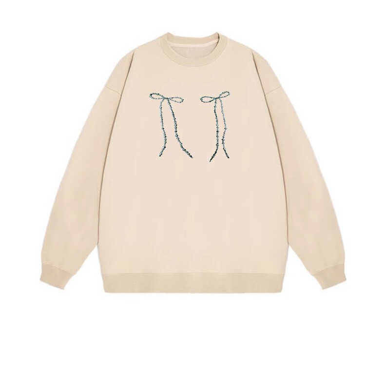 2025年秋季通勤长袖时尚百搭通勤简约休闲两个蝴蝶结，女装卫衣/绒衫，花可