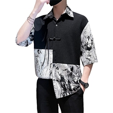 夏季冰丝垂感衬衫套装男新款潮短袖短裤胖子大码时尚两件套，男装衬衫，星座218-1（原230）