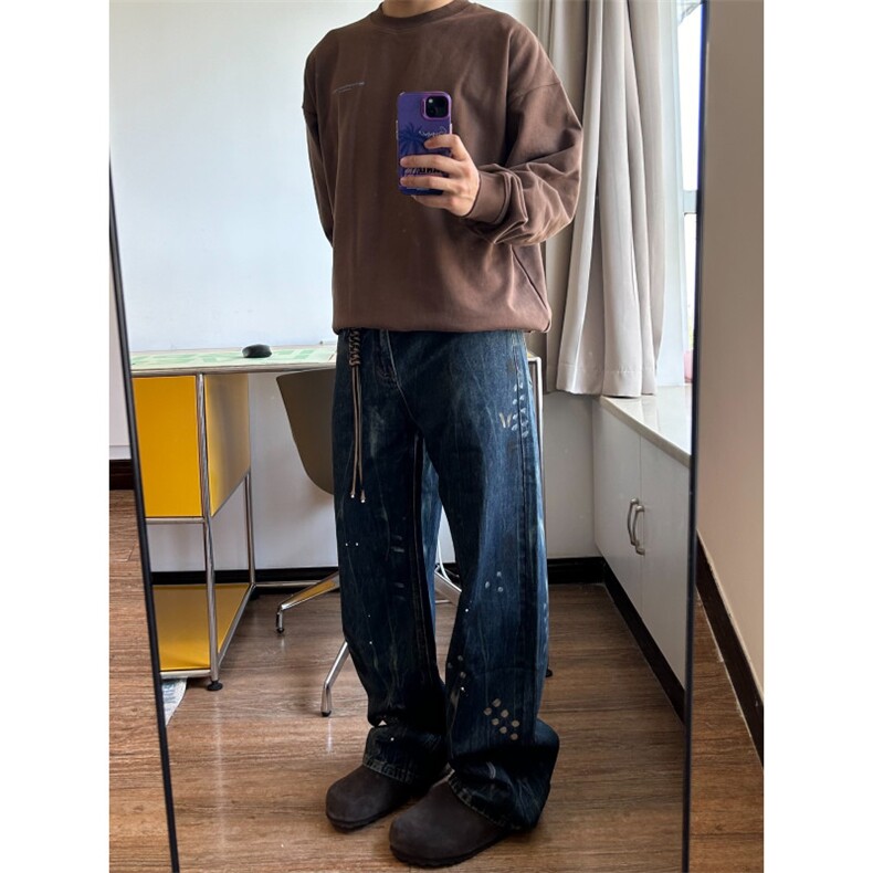 【有货】喷墨扎染牛仔裤男款美式复古vibe风裤子NZK56WW-特P48,男装牛仔裤,星座1007（原301D）