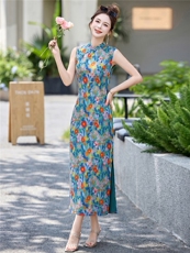 2026夏装新款简约时尚休闲新中式复古盘扣修身连衣裙，女装连衣裙，美沁