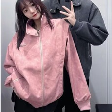 情侣装秋冬2025新款刺绣麂皮绒棒球服夹克男女百搭高级感小众外套，男装夹克，星座1210-1