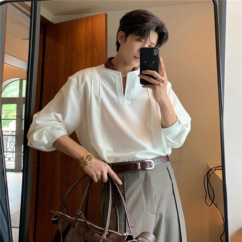 秋冬V领套头衬衫cleanfit长袖衬衣CS08018特P50，男装衬衫，星座1004（原星座815-3）