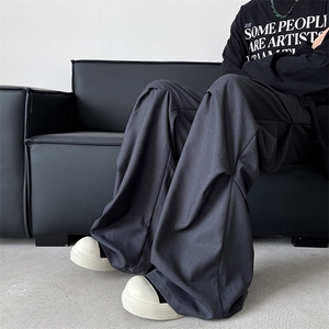 8XL-M立体褶皱设计西裤小众高街阔腿休闲裤特大码男裤K994P68控88图片