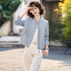 独特超好看蛋白皮衣外套女短款2025春装新款今年流行爆款夹克上衣，女装皮衣，魅丽静蓝