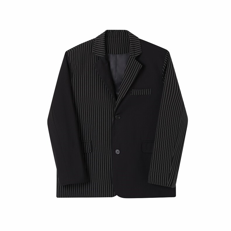 秋季拼色翻领条纹休闲小西服男单排扣长袖西装A345-191-P125,男装西服套装,电商A345