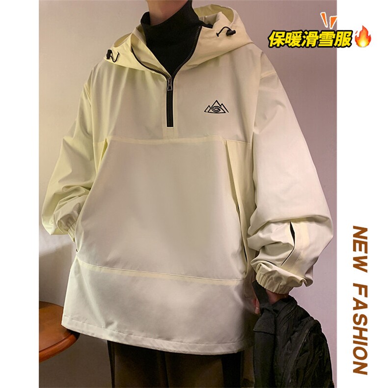 冬新户外双板防水滑雪服男保暖加绒内里中性风套头外套M79-P120图片