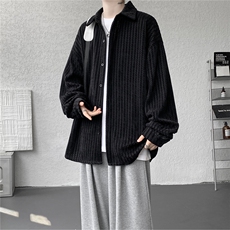 8XL-M鱼骨纹小香风衬衫男生春秋衬衣宽松慵懒垂感外套CS29009P45，男装衬衫，电商B312