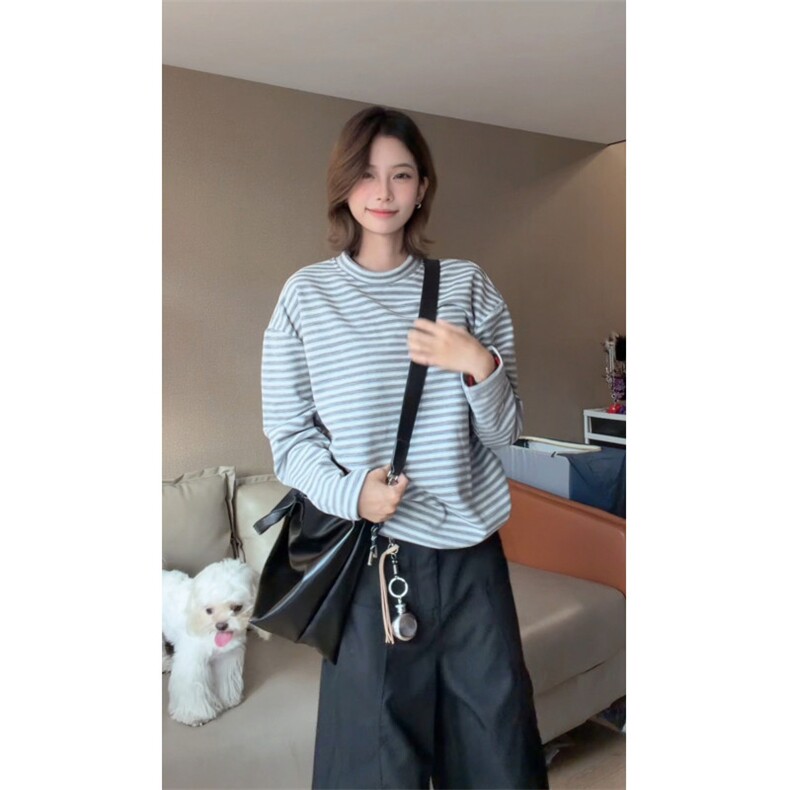 图加厚德绒设计感半高领条纹冬季打底衫男女长袖T恤P29,男装T恤,电商C306-1