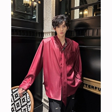 现货！25夏轻奢华男士设计感飘带亮光丝滑衬衫CS124-P88，男装T恤，电商B288
